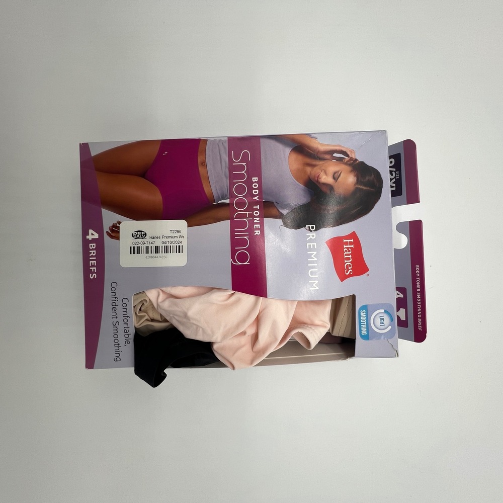 Hanes Premium Body Toner Smoothing Brief 4 Pack Size 9 2XL Multicolor ST40A4